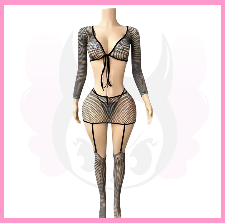CLUB BRAT THREE PIECE MESH OUTFIT