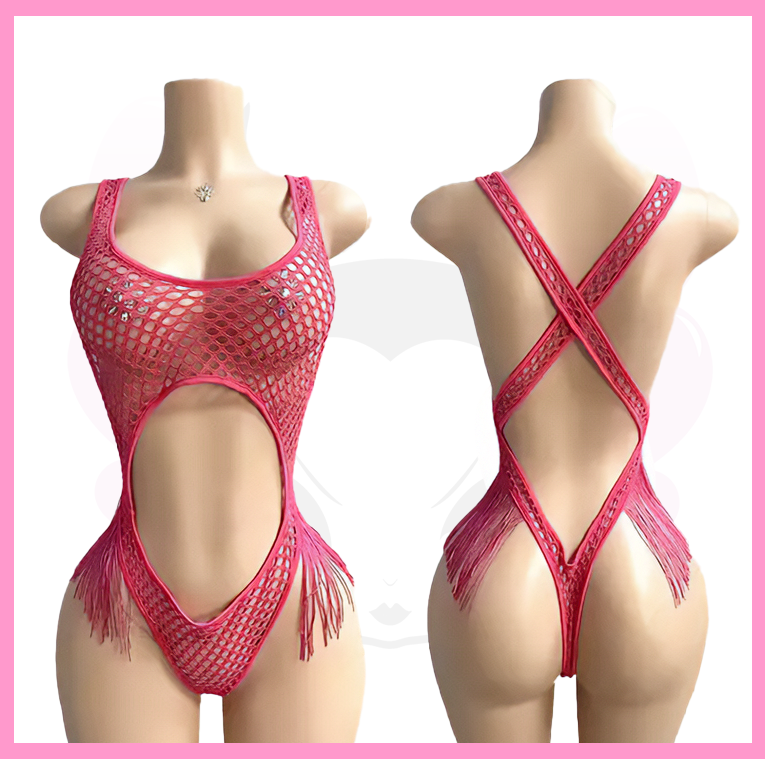 BRATTY TASSLED MESH ONE PIECE